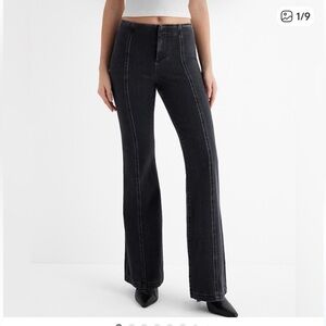 Express Black Flare Jeans with Front Seam